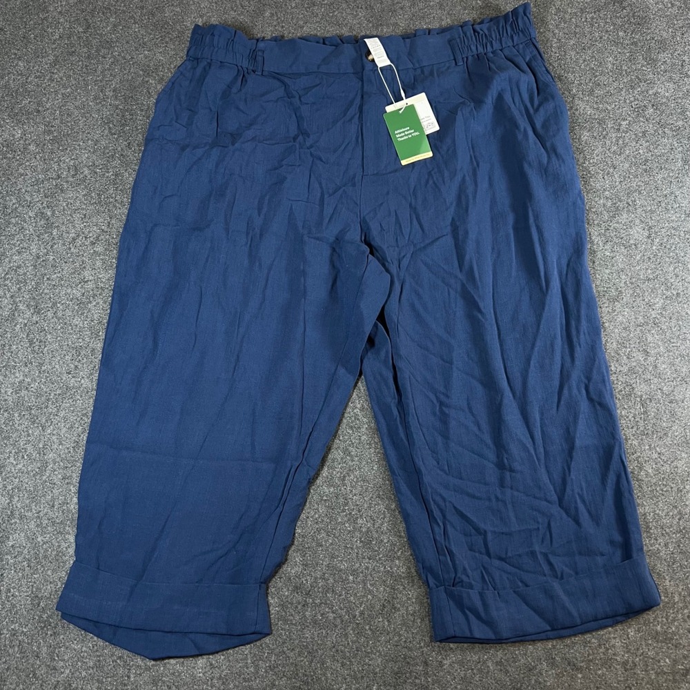 Halara Navy Blue Wide Leg Cropped Pants High Waist Cuffed 3X NWT